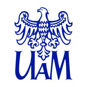 Logo UAM w kolorze granatowym przedstawiające orła w koronie z rozpostartymi skrzydłami oraz napis UAM poniżej