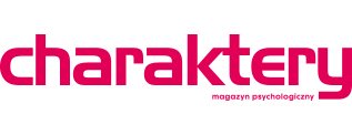 Logo magazynu Charaktery w kolorze różowym na białym tle, z podtytułem 'magazyn psychologiczny'