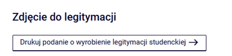 Formularz USOSweb z przyciskiem do druku podania o wydanie legitymacji studenckiej.